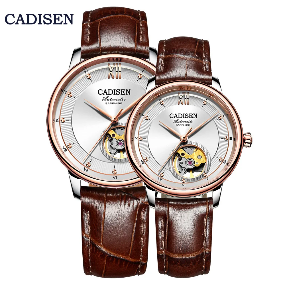 CADISEN Couple's Watches Top Brand Luxury Automatic Watch Lovers Mechanical Ladies for Lover Clock MIYOTA 90S5 Leather Watches