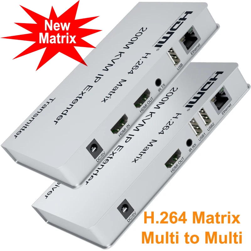 

200m IP HDMI KVM Extender Network Matrix Via Rj45 Cat6 Ethernet Cable Multi To Multi Transmitter Receiver for PS4 PC TV Monitor