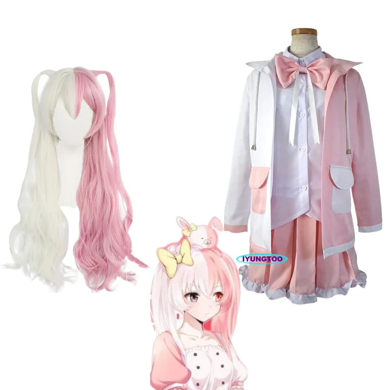 

Game Danganronpa 2 Monomi Cosplay Costumes Adult Uniform Rabbit Style Performance Clothing Monomi Wig Men and Women's Headgear