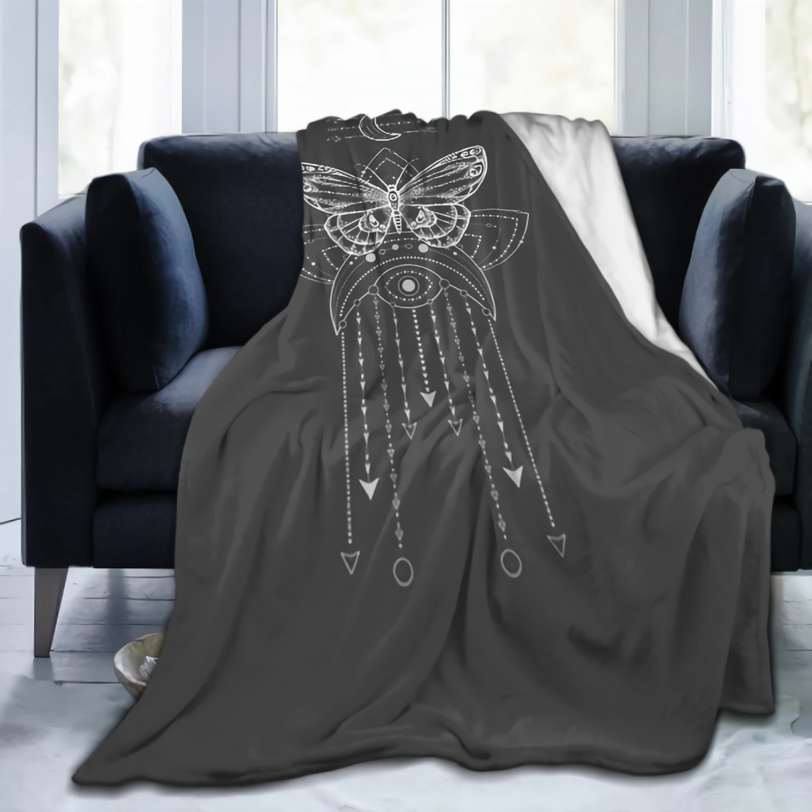 

Sacred Symbol Throw Blanket Lightweight Soft Plush Flannel Fleece Hand Drawn Butterfly Blanket Bedding Quilt for Couch Sofa Bed