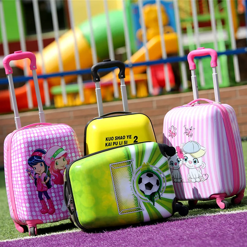 New kids rolling luggage travel suitcase spinner wheels trolley luggage bag children's cabin carry on suitcase cartton animal