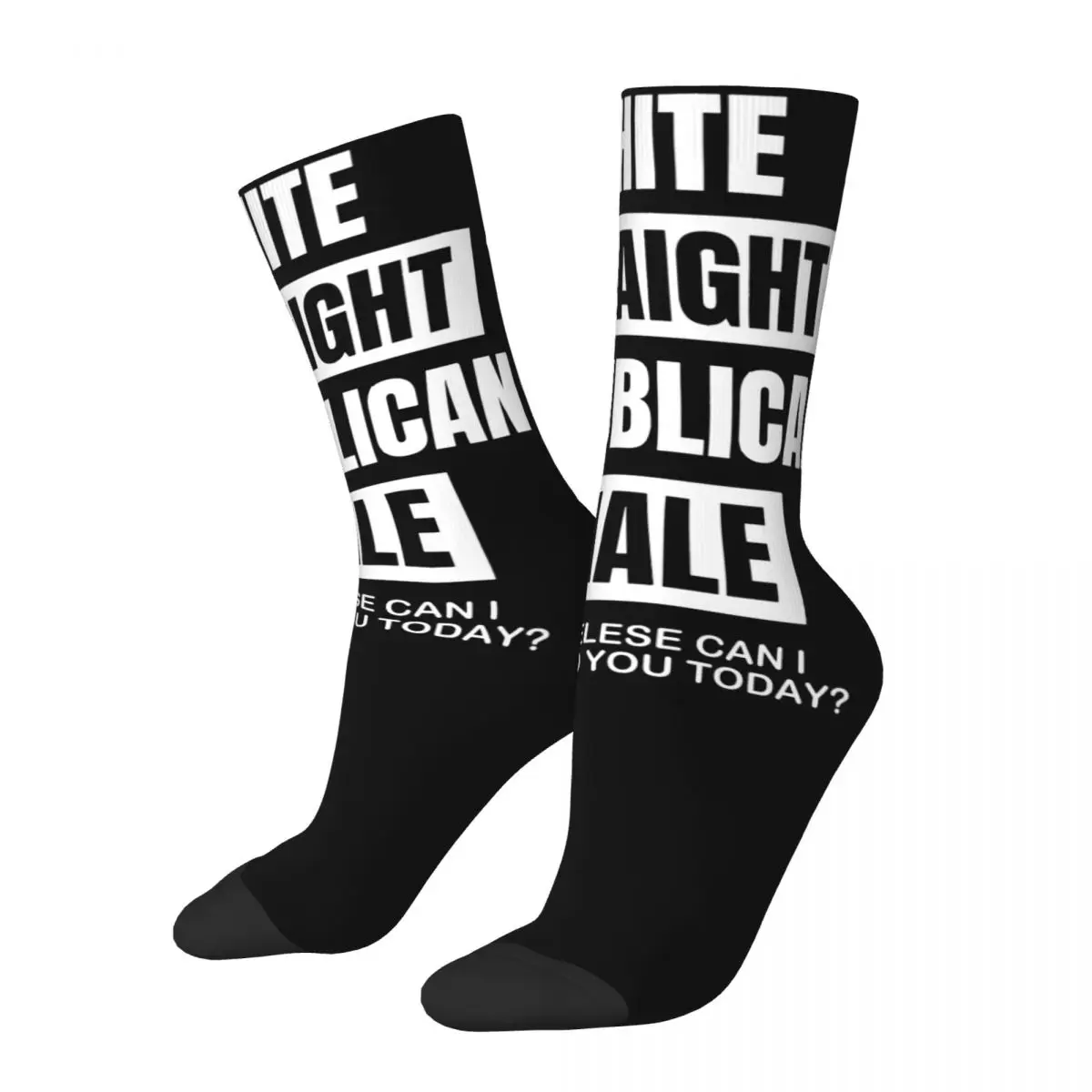 

Funny Republican Quote White Straight Republican Male Basketball Socks Merch All Season Comfortable Crew Socks Breathable