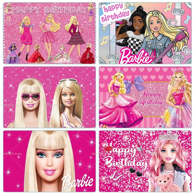 Фон для вечеринки в виде куклы Барби виниловый фон празднования дня рождения