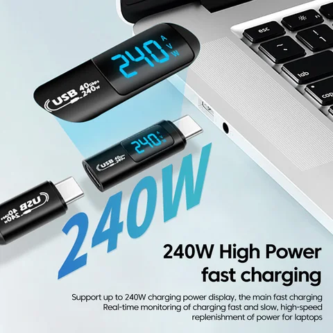 Адаптер elough 240 Вт, 5 А, USB 4,0, USB, цифровой дисплей Type C на Type C, OTG, передача видео для iPhone 15, Samsung, планшетов, ноутбуков