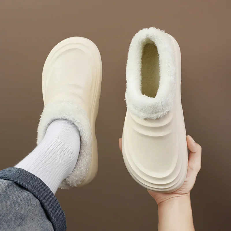 Зимние хлопковые тапочки для пар садовые сабо женские теплые непромокаемые