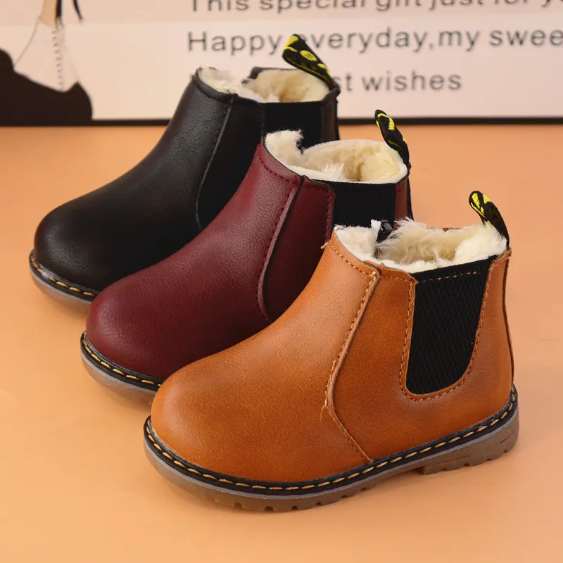 Toddler Girls Warm Boots Girls Winter Snow Boots 1-6 Years Kids Snow Boots Children Soft Bottom Shoes England Short Boots