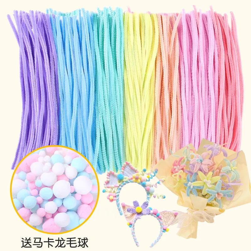 

Twisting Stick Wholesale Color Diy Children'S Bouquet Material Package Kindergarten Color Hairy Plush Generation Fever.