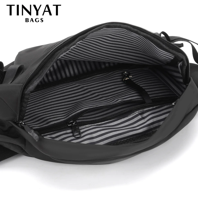 TINYAT Men's Chest Bag for 9.7' ipad Purse Phone Male Shoulder Bags Husband Large Capacity Waterproof Fashion Crossbody Bag