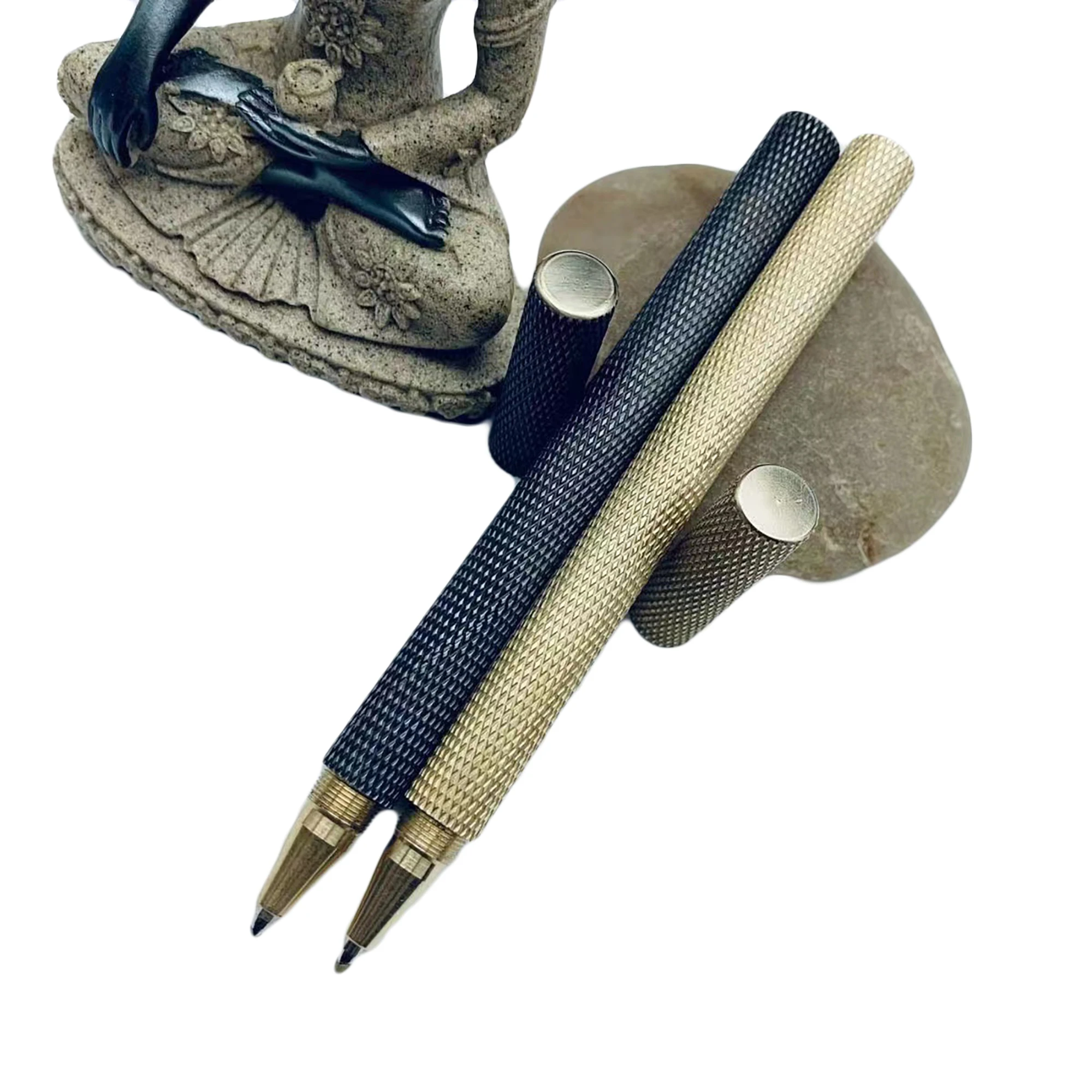 Суперпростая дизайнерская латунная ручка с граненым узором карманная для