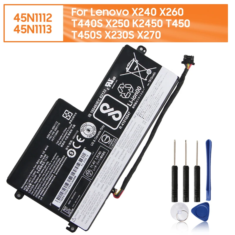 Фото 45N1112 45N1113 Сменный аккумулятор для Lenovo ThinkPad X240 X260 T440S X250 K2450 T450 T450S T470P T460P L450 X230S с инструментами №1