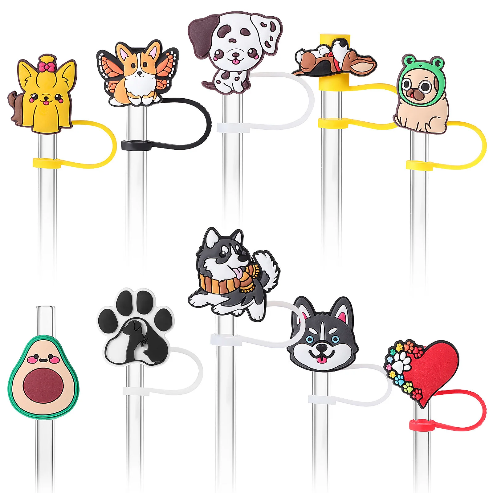 

10 Pcs Straw Tips Creative Cartoon Style Straw Covers Straw Plugs Drinks Cups Toppers Decorative Accessories