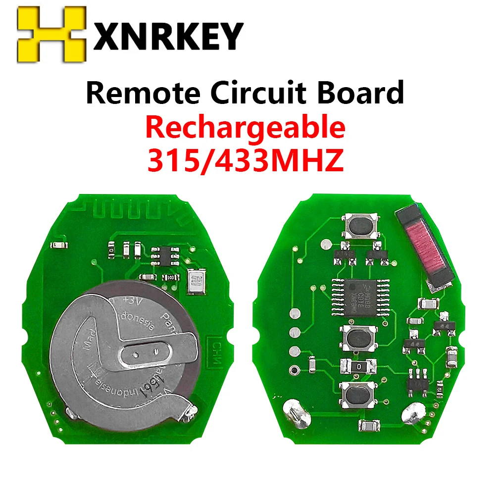 

XNRKEY Rechargeable Remote Circuit Board 315/433Mhz for BMW 3 5 X series 7S E38 E39 E46 3 Button with ML2020 Battery