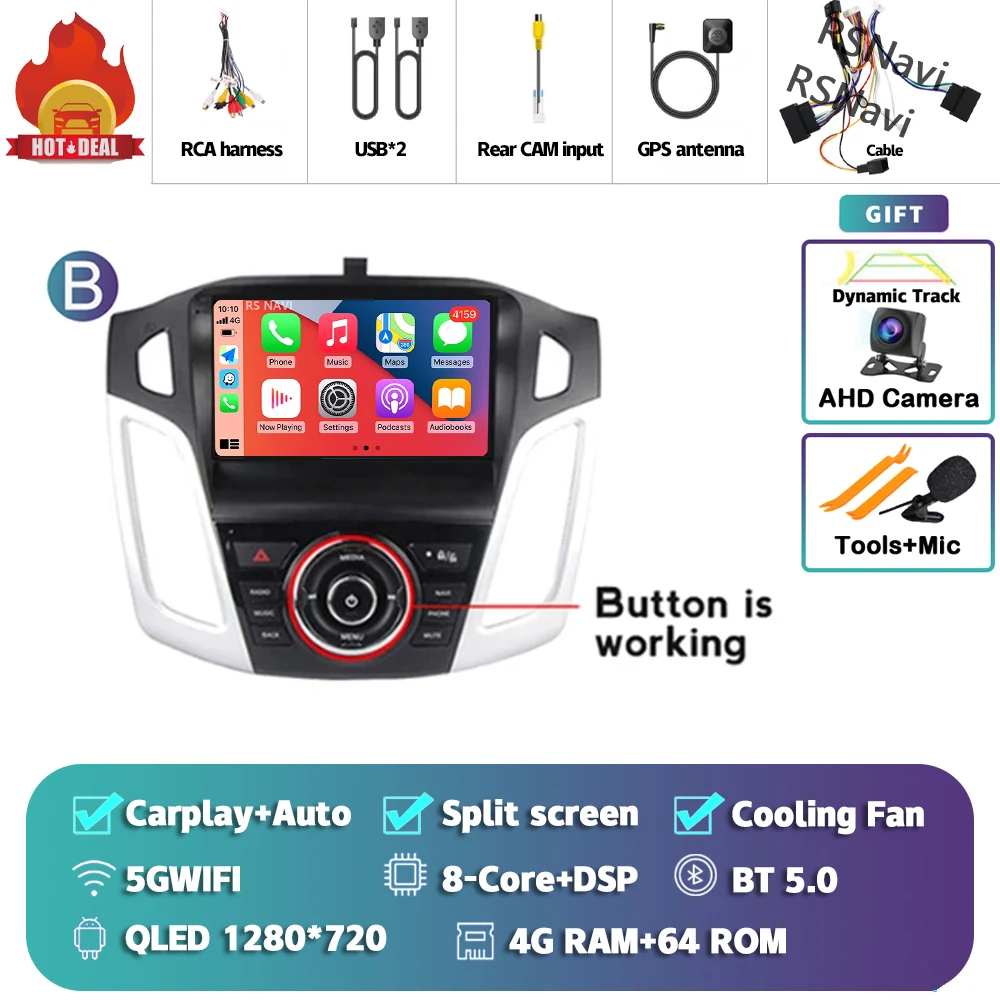 

Автомагнитола Android 15 с Carplay и Auto для Ford Focus 3 2011-2019, мультимедийный плеер, Wi-Fi+4G, DSP, GPS, стерео, 2DIN головное устройство