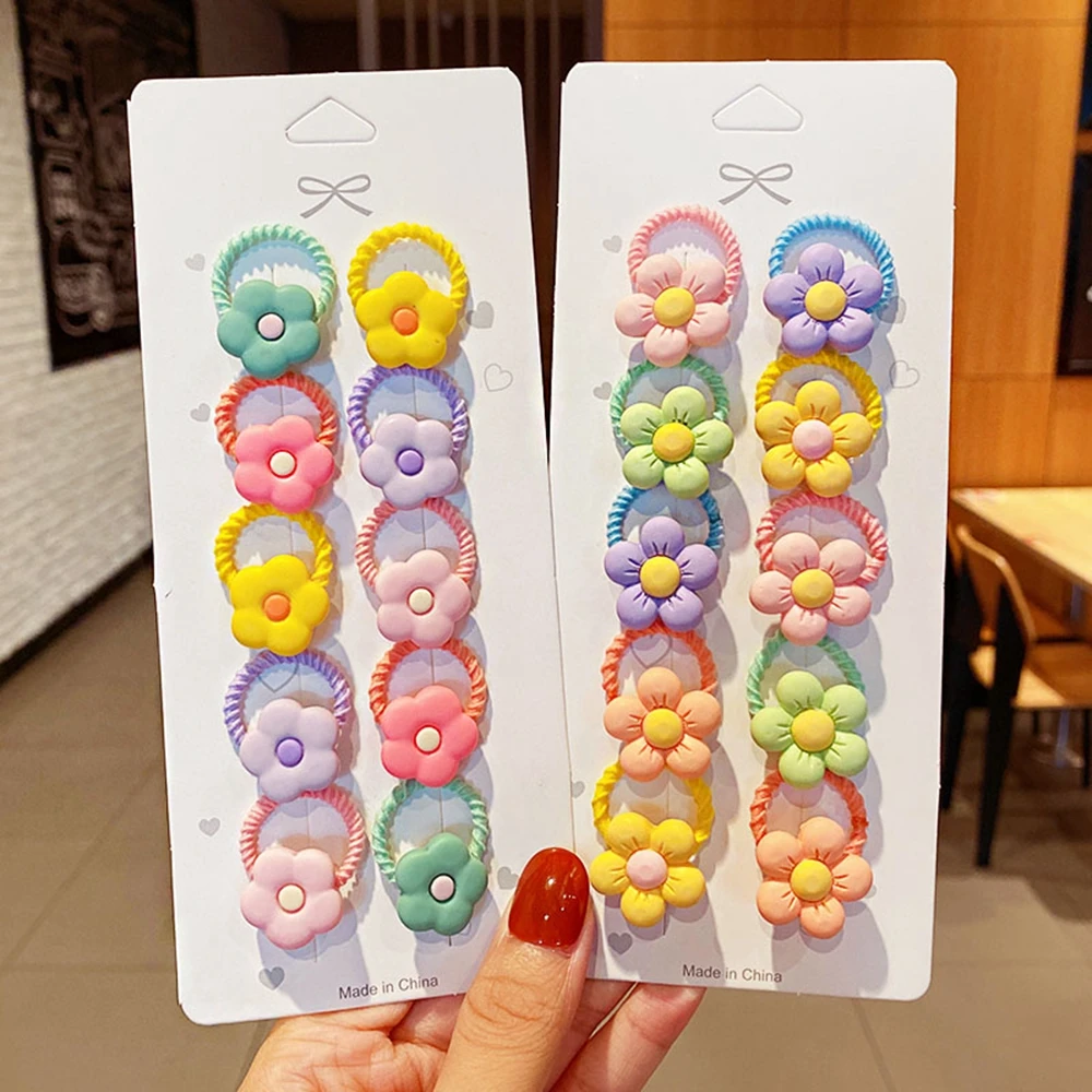 Фото 10PCS/Set New Girls Cute Cartoon Flower Small Scrunchie Kids Ponytail Hair Tie Elastic Bands Fashion Accessories Set - купить по 10PCS/Set New Girls Cute Cartoon Flower Small Scrunchie Kids Ponytail Hair Tie Elastic Bands Fashion Accessories Set - купить по