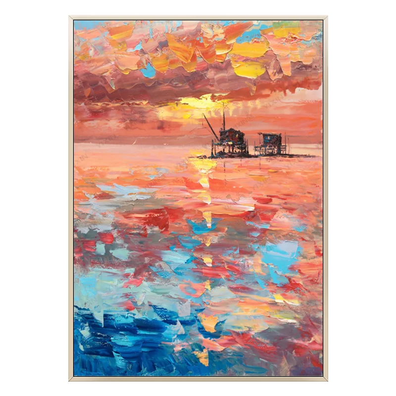 

hand-drawn abstract oil painting Corridor aisle hotel decoration painting Large size Handmade Vertical hanging painting Booming