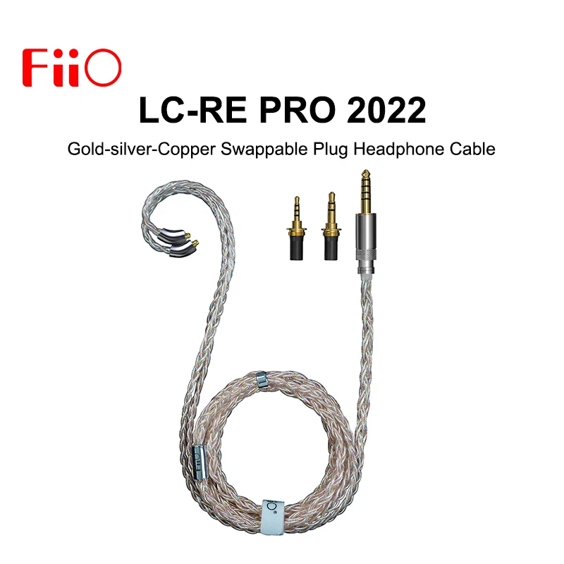 FiiO LC-RE Pro 2022, золотистый, серебристый, медный плетеный сменный штекер, кабель для наушников MMCX с 3 разъемами 3,5/2,5/4,4 мм для FD5
