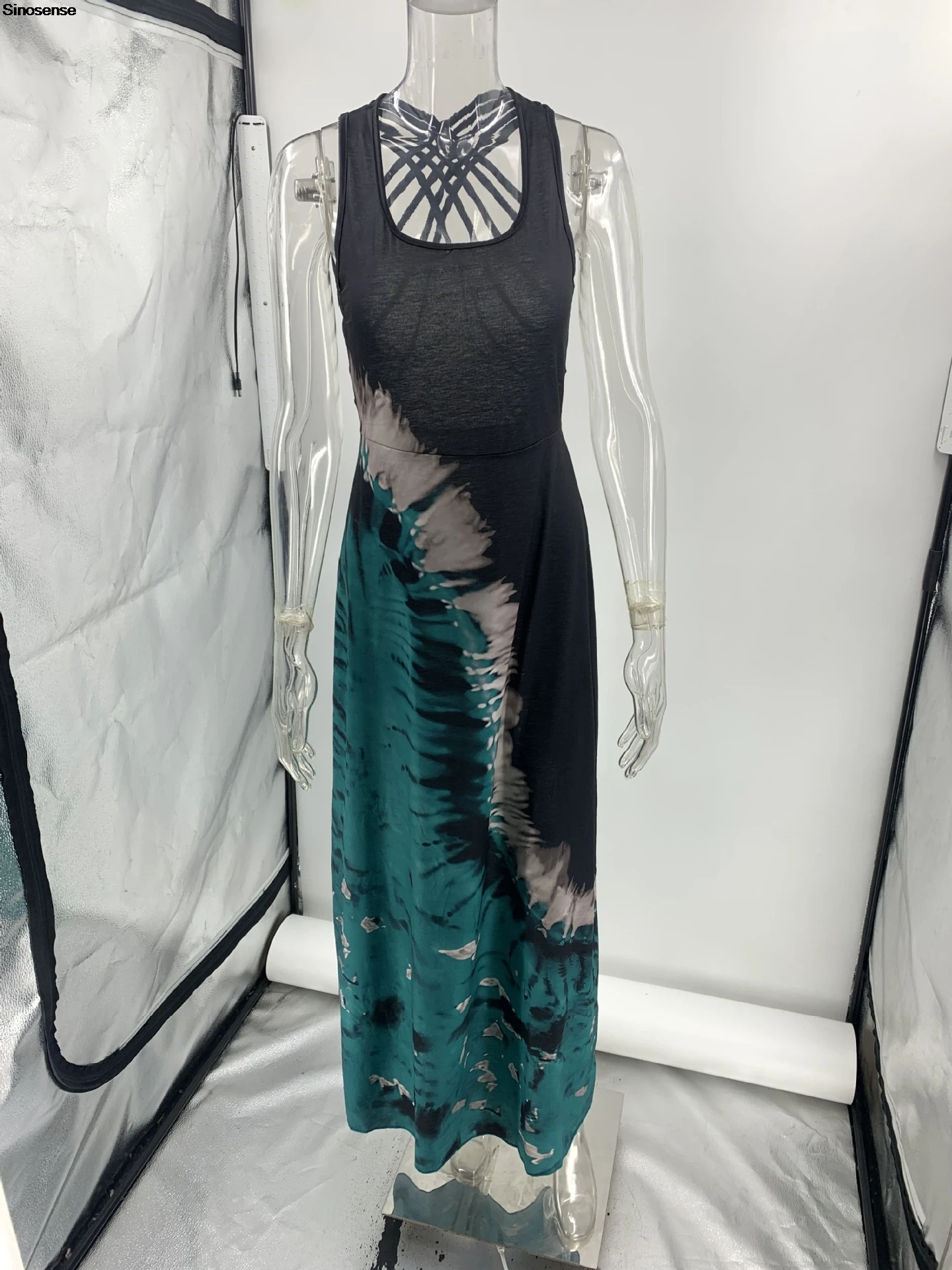 Женское платье-макси с тропическим принтом летнее платье без рукавов в стиле