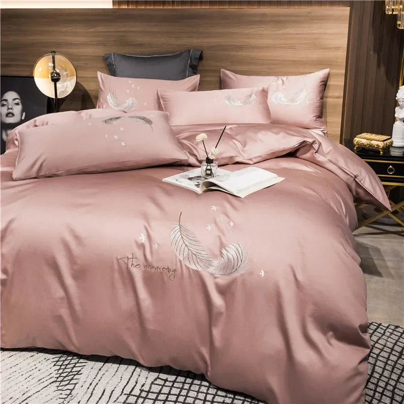 

Хлопковая кровать с вышивкой из четырех частей