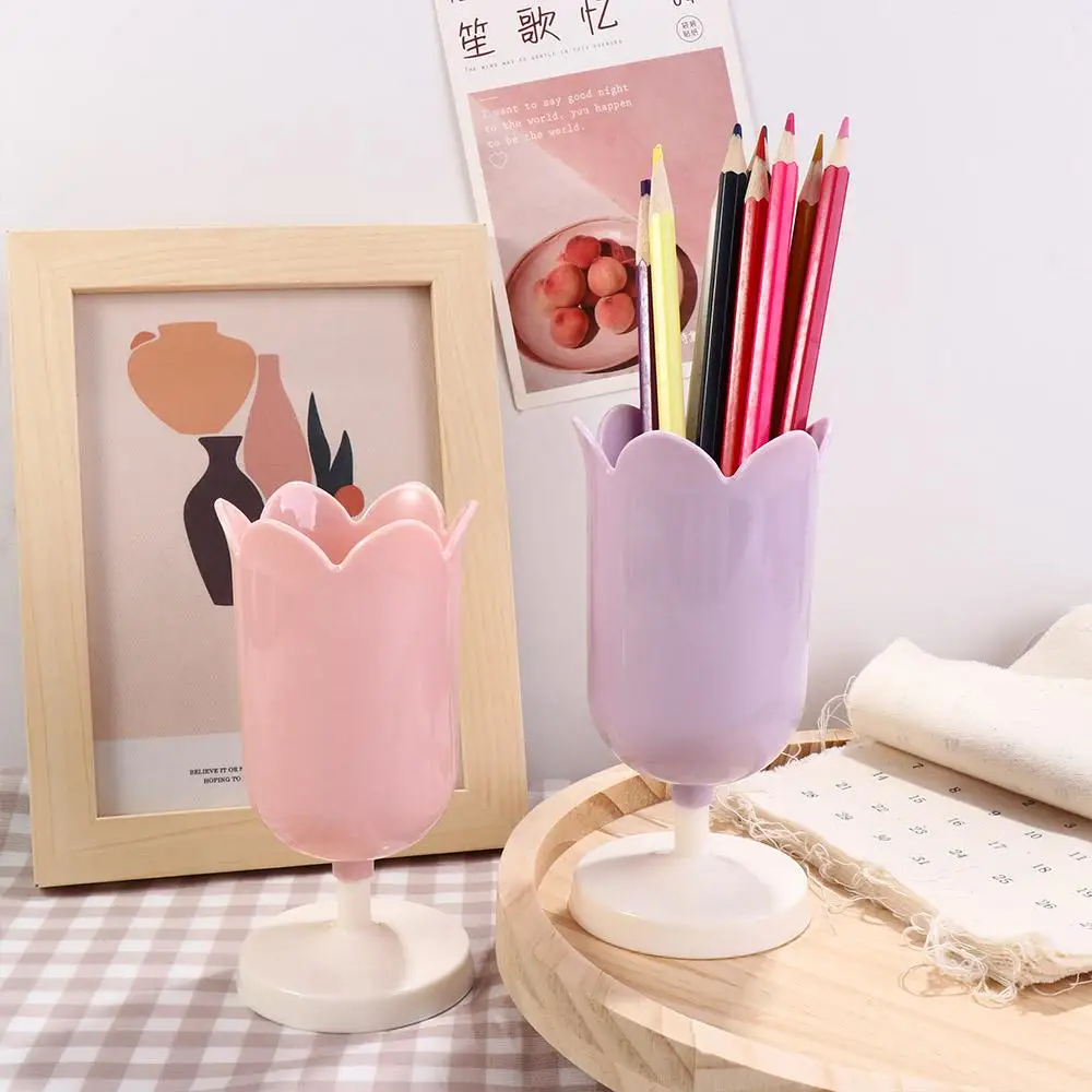 Пластиковый держатель для ручек в виде тюльпана маленькая коробка макияжа