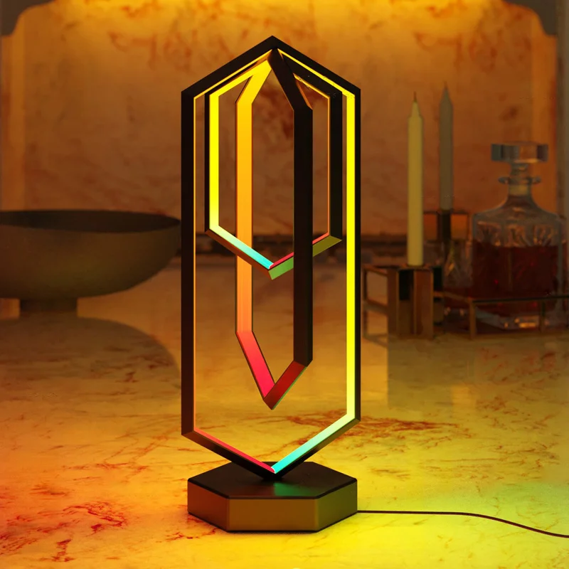 

Ночники с музыкальным ритмом и приложением, настольная лампа RGB в стиле Фэнтези, светодиодная лампа для гостиной, спальни, прикроватный стол...