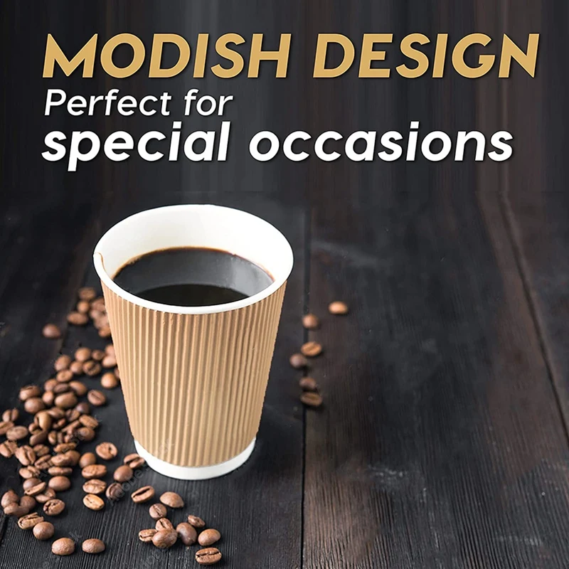 Горячие 100 шт. 8 унций крафт-коричневые одноразовые чашки с тройными стенками и
