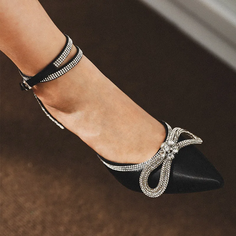 Популярные женские повседневные сандалии стразы с бантом декоративные