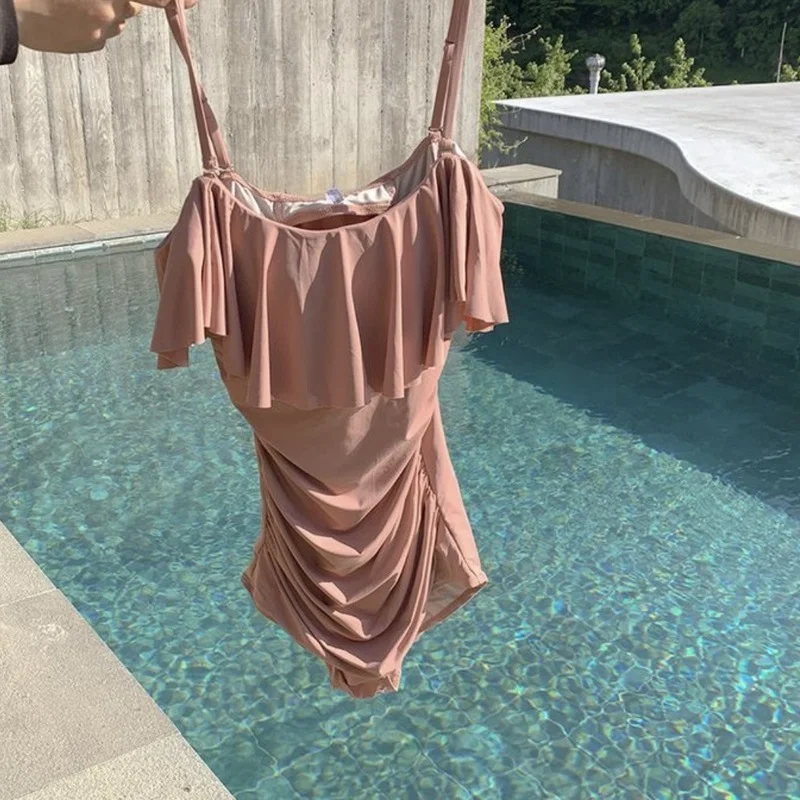 Монокини женский купальник 2022 японский слитный с открытыми плечами и открытой