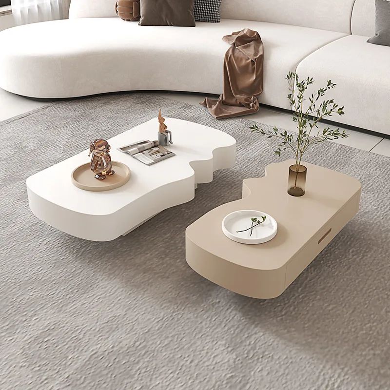 

French Cream Wind Suspended Tea Table Living Room Furniture Modern Simple Small Unit 2023 New Red Creative Tea Table