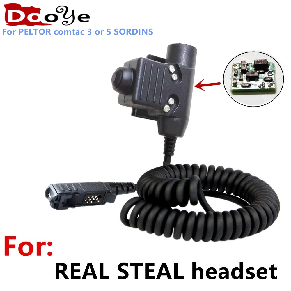 U94 PTT AMPLIFIED version for REAL STEAL headset for Motorola P6600 MTP3250 DEP550 2400 radio 3M comtacs/MSA Dynamic MIC headset