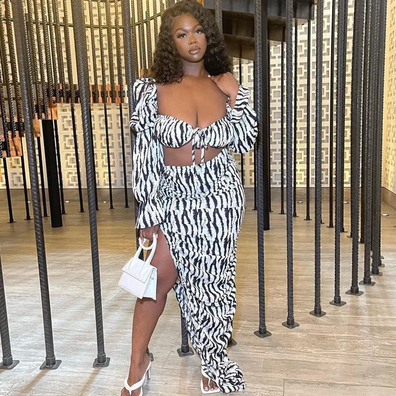 

Женский комплект из 2 предметов с длинным рукавом и принтом зебры, 2022