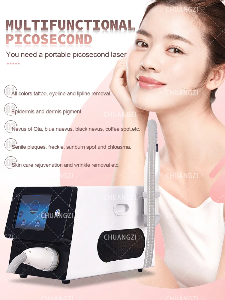 

Portable Picosecond Tattoo Removal L-aser Machine Q-Switch ND Yag micro laser for pigment removal micro laser for acne remova