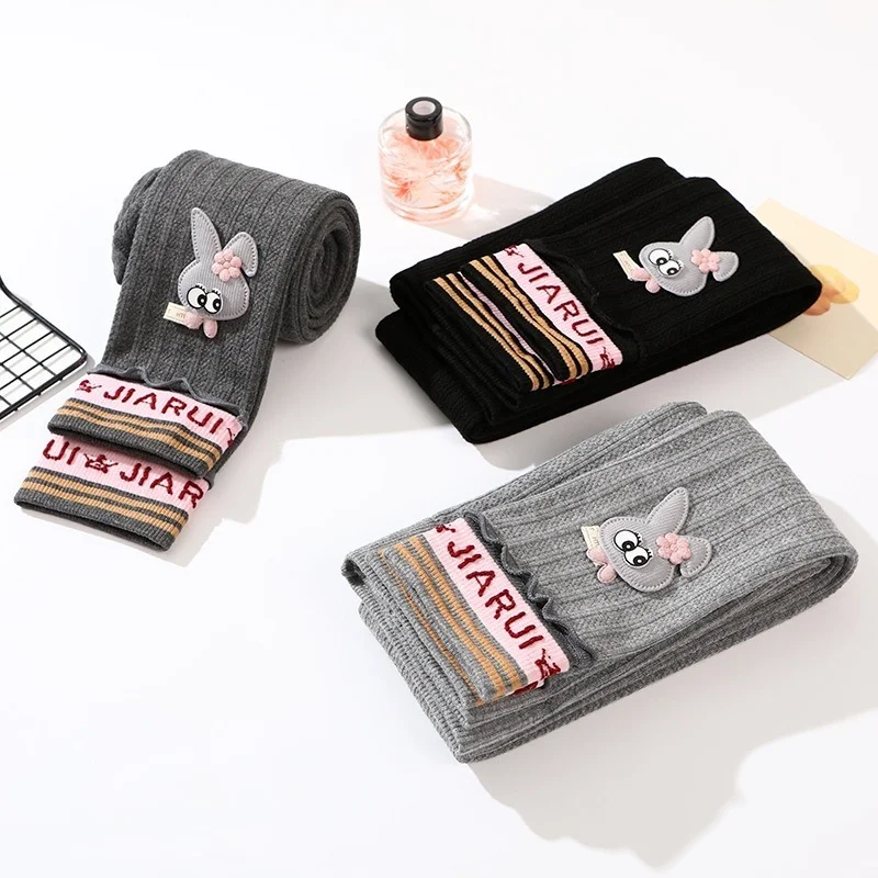 

New Style Pure Cotton Children's Leggings Spring and Autumn Women's Cartoon Thin Slim-fit Knitted Pantyhose Autumn Clothes