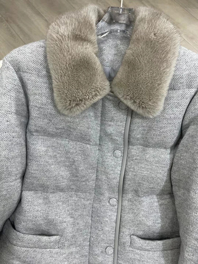 Новая женская зимняя кашемировая куртка с гусиным пухом натуральный меховой