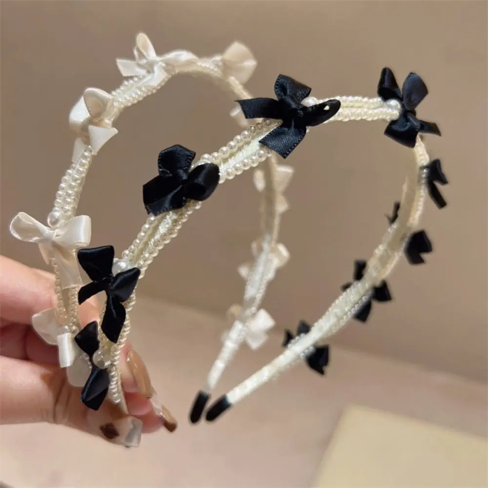 

Ins Pearl Hair Band Fashion Headwear Korean Style Pearl Hair Hoop Headband Hair Accessories Bow Headband Girl