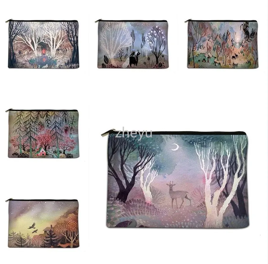 

Psychedelic Forest Pattern Printing Cosmetic Bag Reusable Cosmetic Bag Travel Toiletry Organizer Animal Cosmetic Bag