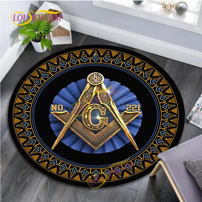 

Capital Commonwealth Alliance Masonic Lodge Round Anti-Slip Freemasonry Carpet Print Decorative Mat Living Room Bedroom Soft Rug