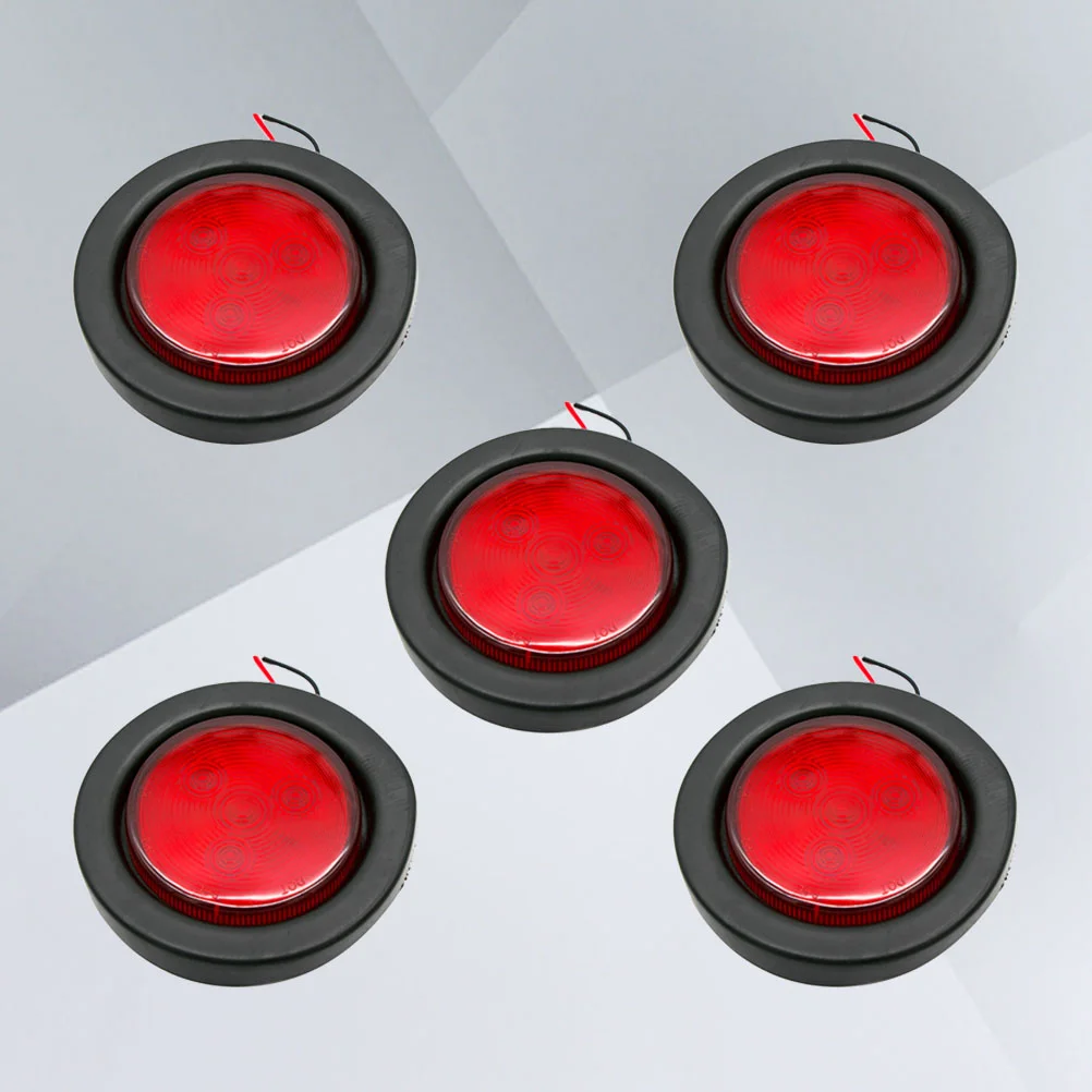 

5 PCS 2 inch 12V 4 LEDs Round Side Marker Lights Indicator Lamps for Truck Trailer Caravan (Red)