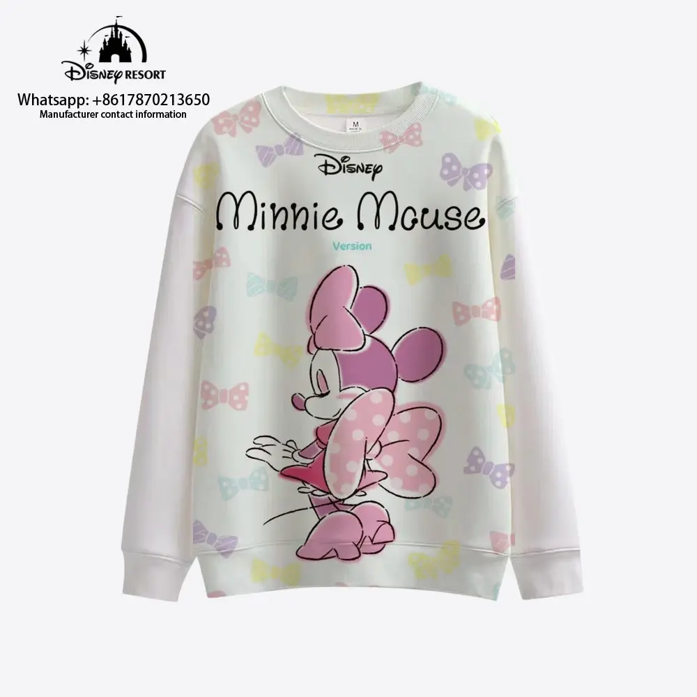 

New Autumn Disney Brand Mickey and Minnie Cartoon Round Neck Fashion Casual Boys and Girls Clothes Ladies Long Sleeve Sweater