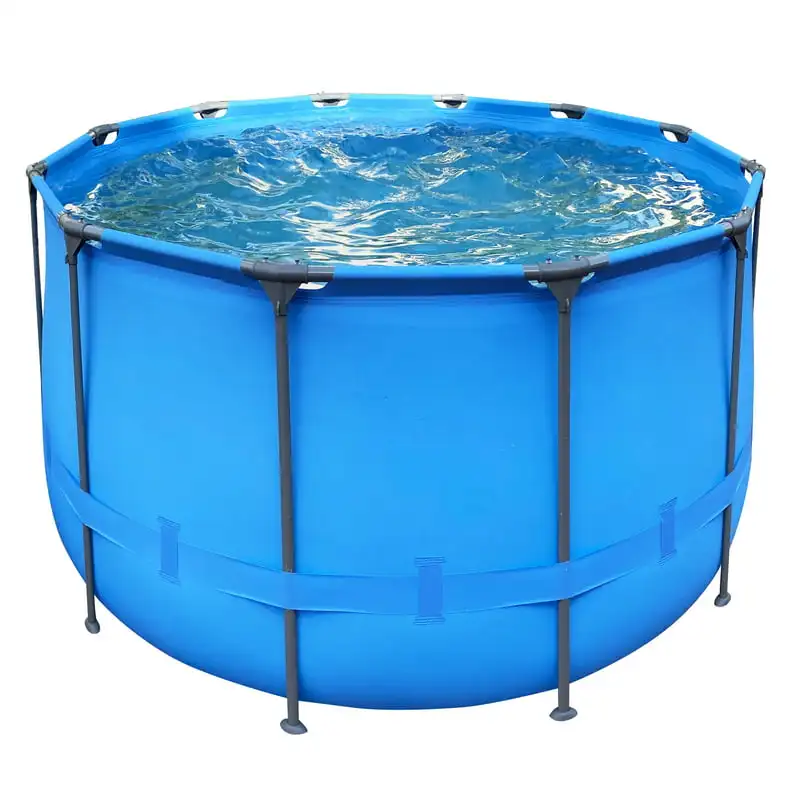 

x 30" Round Blue Metal-Walled Above-Ground Swimming Pool with Filter