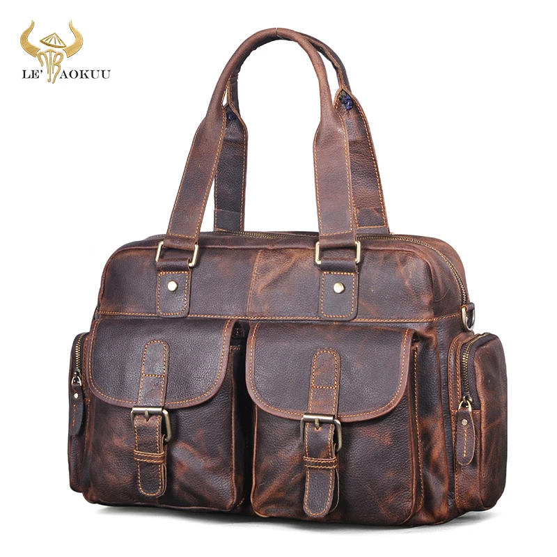 Hot Sale Thick Top Quality Leather Large capacity Travel Handbag Business Briefcase Laptop Attache Tote Bag For Men Male 061