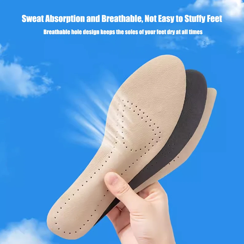 Latex Leather Insoles for Shoes Women Soft Breathable Inner Sole Non-Slip Self-Adhesive Shoe Pads for Sandals High Heels Inserts