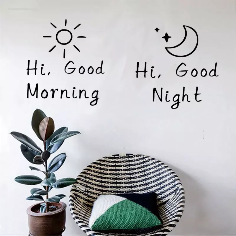 

NEW2022 Good Morning/Good Night vinyl Wall Sticker living room bedroom for Home Decoration mural Decals Art alphabet Stickers wa