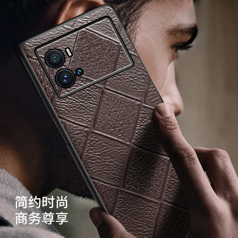 Hot Sales Luxury Genuine Leather Rhombus Grain Cell Phone Cases For Vivo Iqoo 9 8 7 5 Iqoo9 Iqoo8 Iqoo7 Iqoo5 Pro Cover Cases