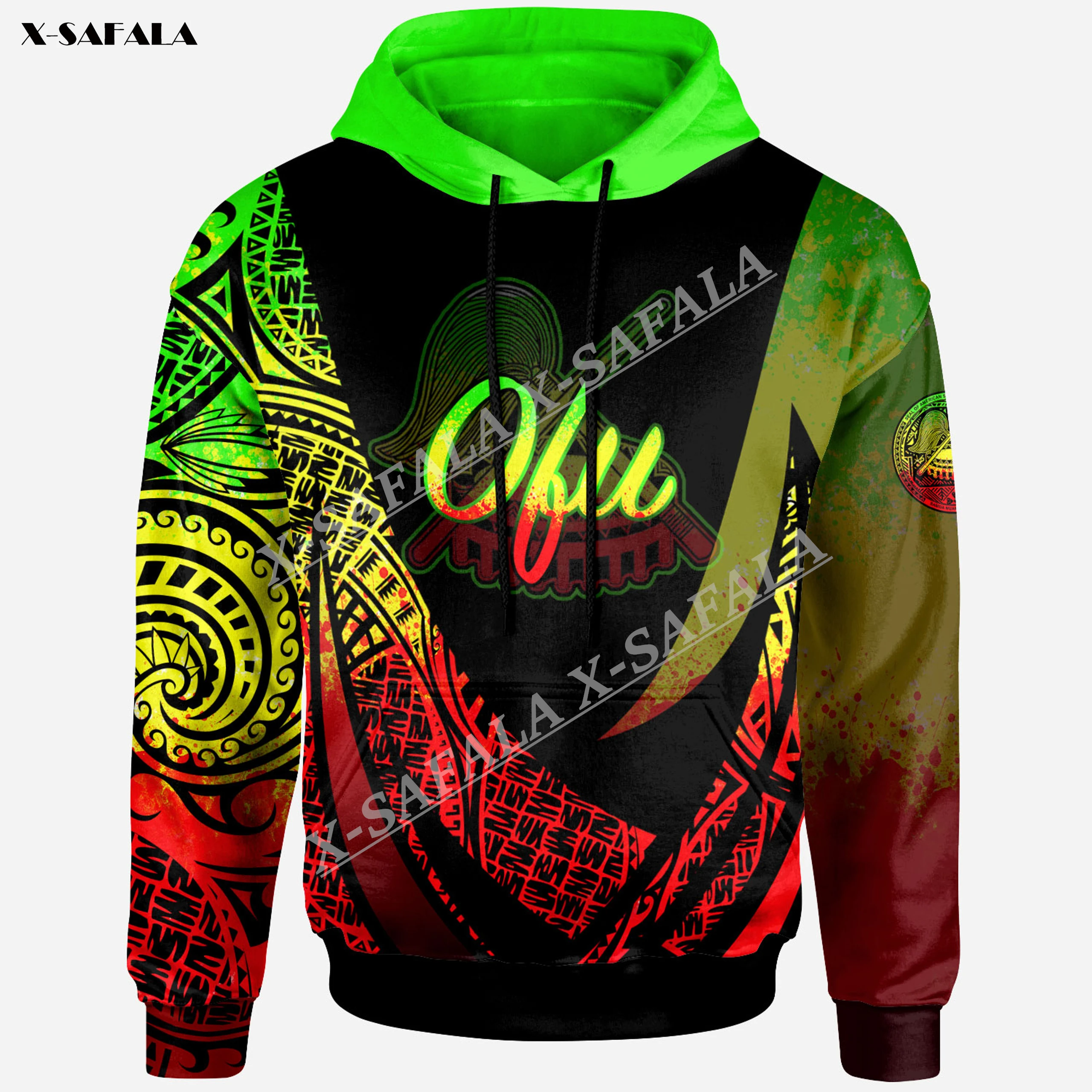 

American Samoa Manu Ofu Polynesian Reggae 3D Print Zipper Hoodie Men Pullover Sweatshirt Hooded Jersey Tracksuit Outwear Coat