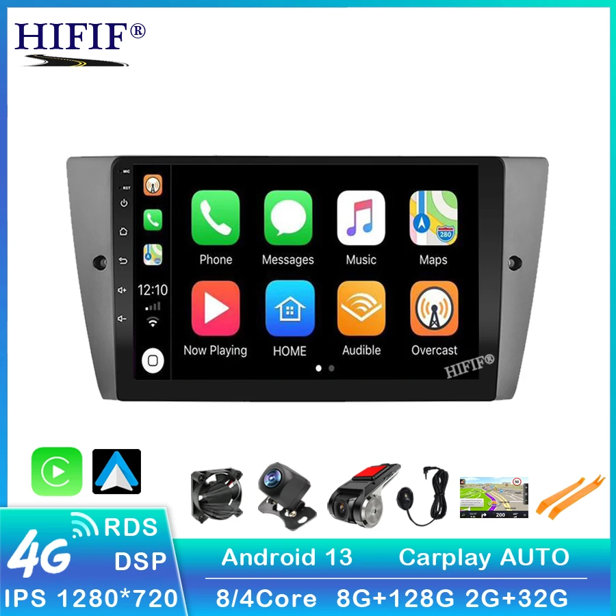 Автомобильный видеоплеер Carplay 4G WIFI Android 13 для BMW 3 серии E90 E91 E92 E93 2005-2012 GPS Navi Stereo 2 din