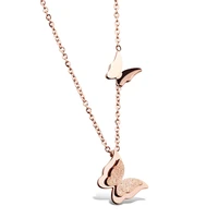 niche necklace female simple ins frosted double butterfly clavicle chain personality pendant