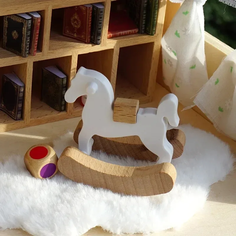 Фото 1/10 шт. мини деревянная модель лошади DIY деревянная лошадка-качалка настольный микро пейзажные украшения детский сказочный сад кукла ремесла Декор №2