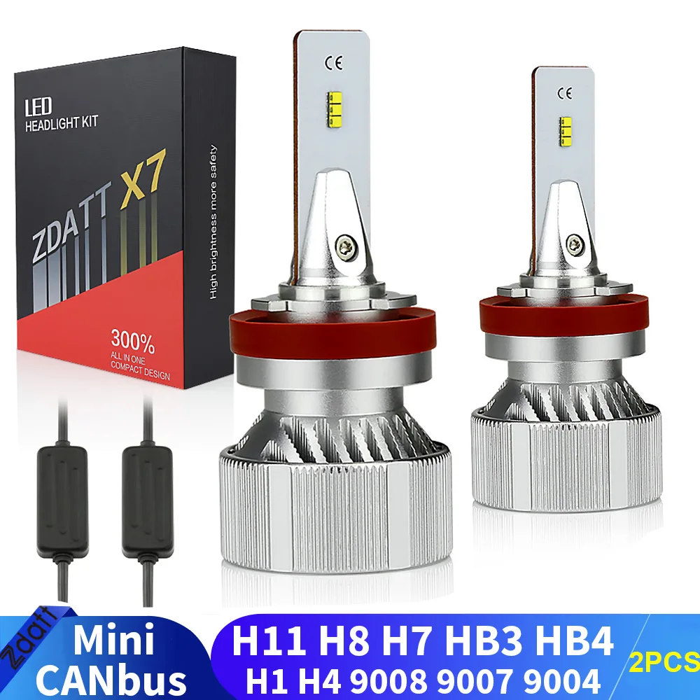 

Светодиодные фары X7, противотуманные фары H1 H4 H7 led H8 H11 HB3 9005 HB4 9006 9004 9007 9008, светодиодная CAN-шина 6000K, белая 100 Вт 12 В, турбо мини-автомобильная лампа