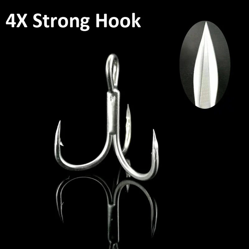 

10PCS/Lot 4X Treble Hook Carbon Steel Strong FishIing Hooks 1#-12# Sea Barbed Fishing Sharp Strength Big Game Fishhooks Tackle