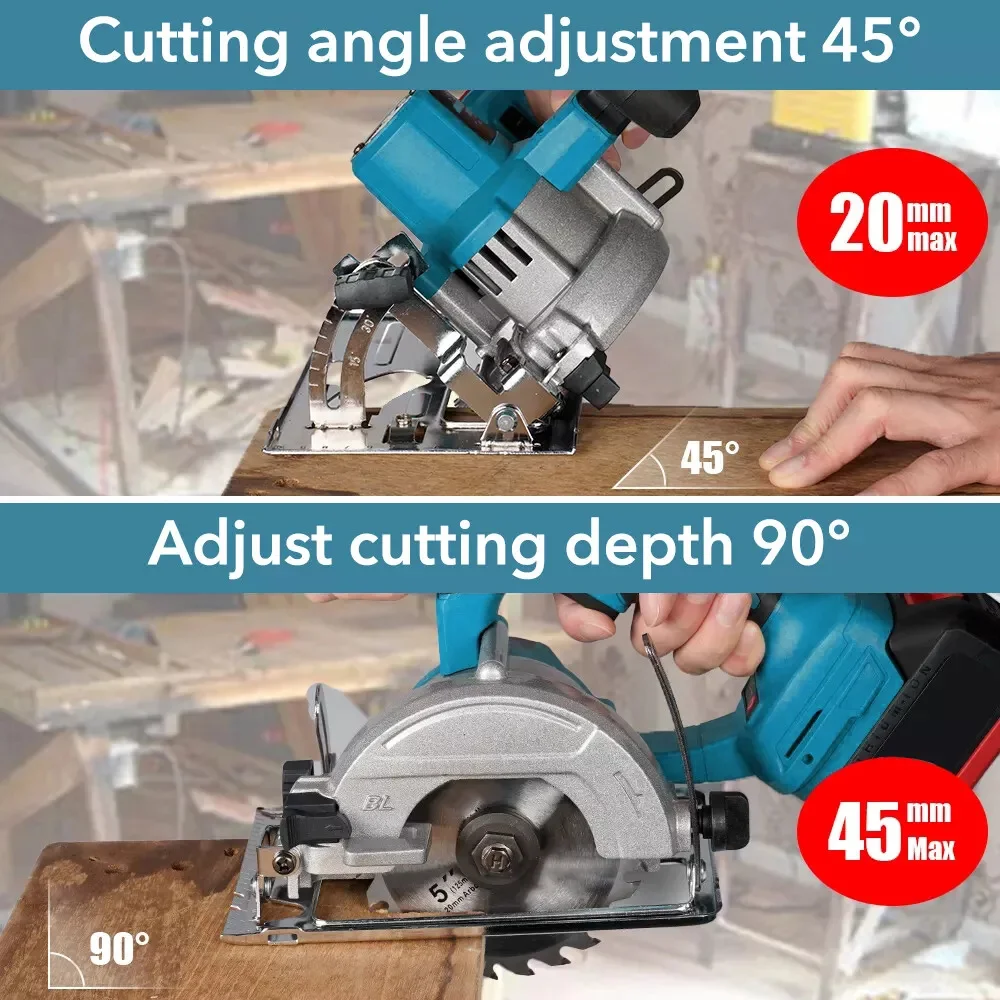 Hormy 125 мм Бесщеточная перезаряжаемая циркулярная пила 1000 Вт Деревообрабатывающий